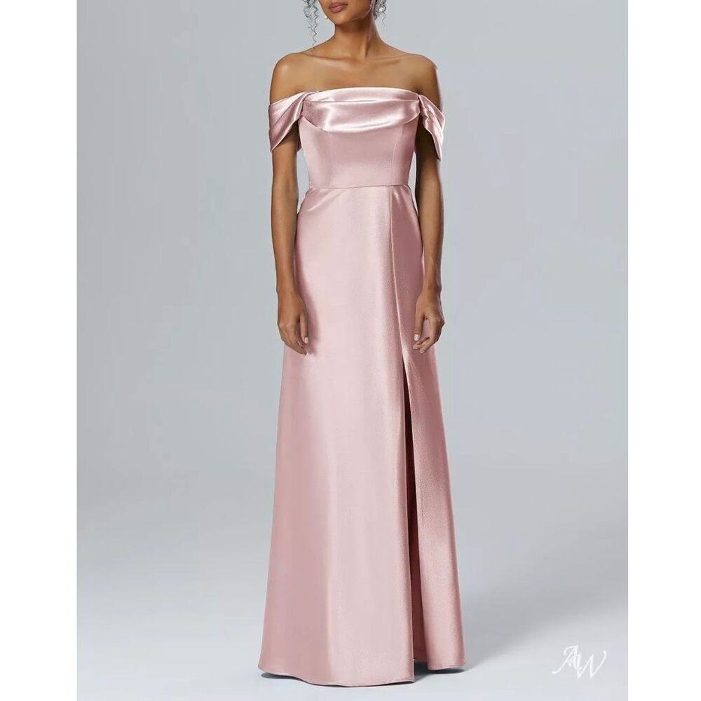 Birdy Grey English Rose Mia Shiny Satin Convertible Bridesmaid Dress Size XS